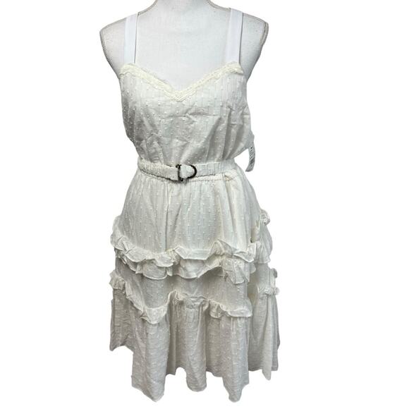 LDT CELIA WHITE EYELET TIERED MINI DRESS WHITE SIZE 10 BRAND NEW $179MSRP - Picture 1 of 7